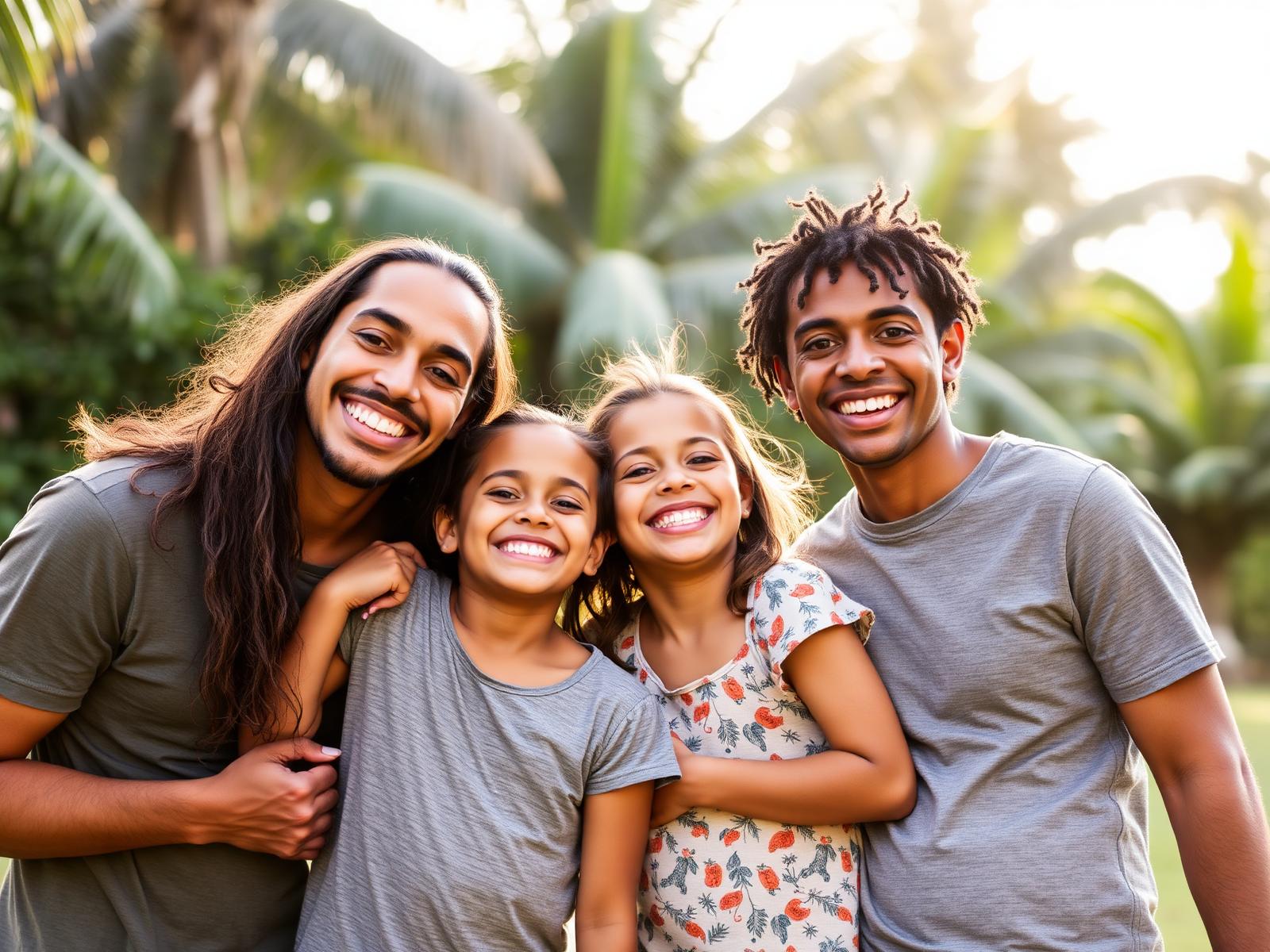 Família brasileira sorrindo, feliz com um plano de saúde adequado